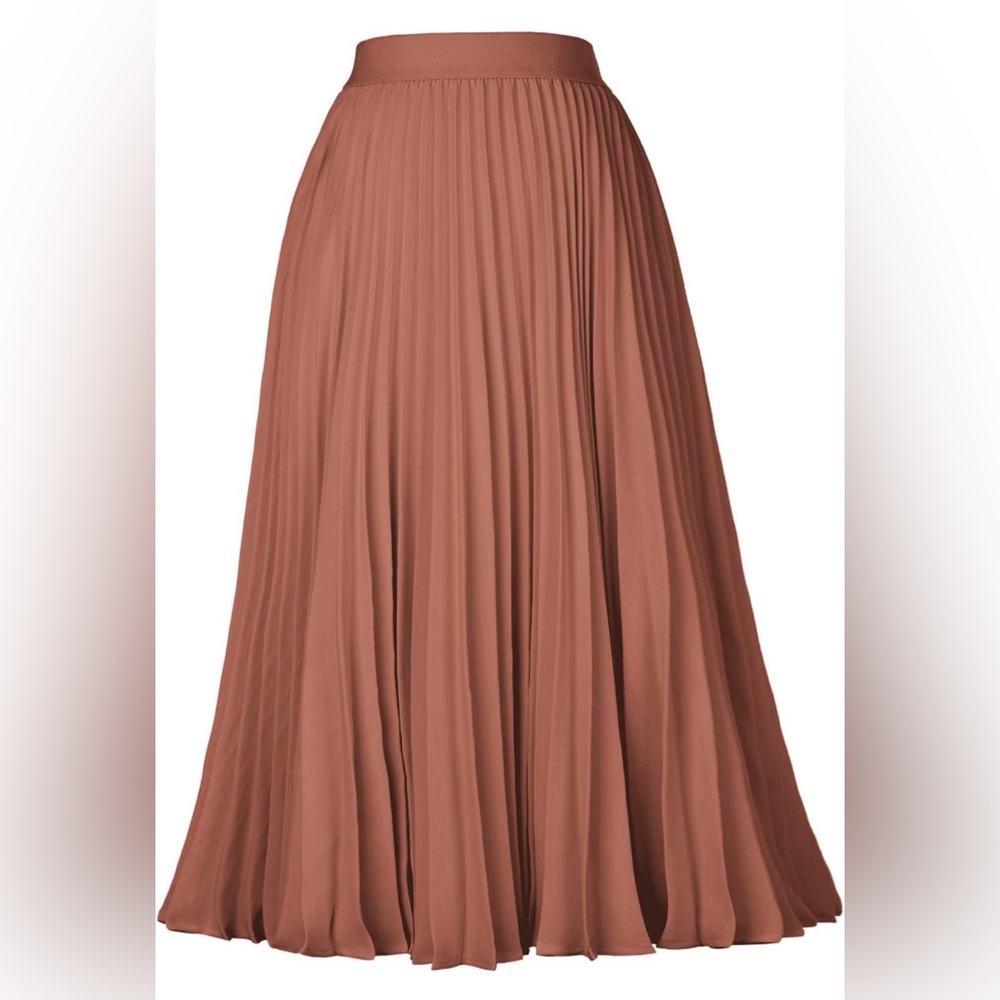 Kate Kasin Women's High Waist Pleated A-Line Swing Skirt